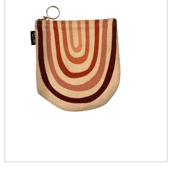 Striped Canvas Pouch with Keyring - Picture 1 of 3